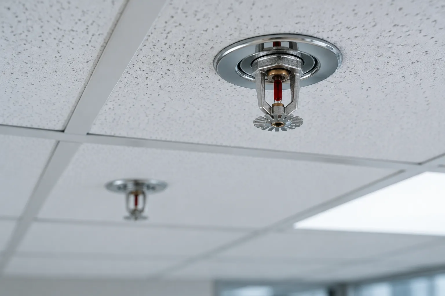 Fire sprinklers in a commercial building